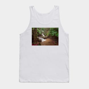 Double waterfall in the rainforest in Hawaii Tank Top